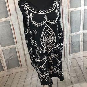 Lucky Brand Black & White Embroidered Tank Top XXL